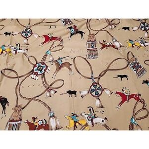 BTY Alexander Henry Beige Southwest Native American Horses Medicine Bags Vintage